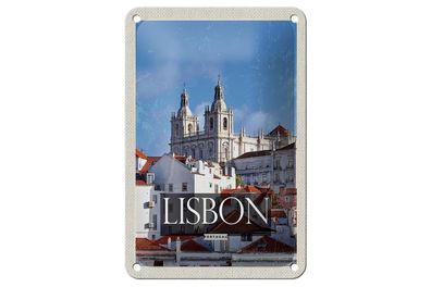 Blechschild Reise 12x18 cm Lisbon Portugal Architektur Reiseziel Schild