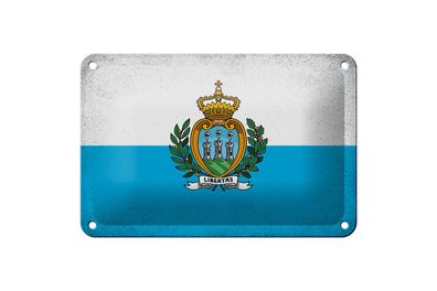 Blechschild Flagge San Marino 18x12 cm San Marino Vintage Deko Schild
