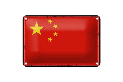 Blechschild Flagge China 18x12 cm Retro Flag of China Deko Schild