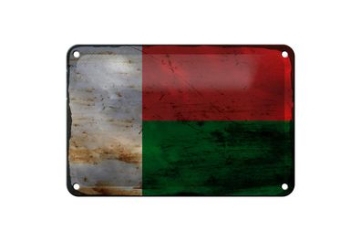 Blechschild Flagge Madagaskar 18x12 cm Madagascar Rost Deko Schild