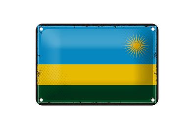 Blechschild Flagge Ruandas 18x12 cm Retro Flag of Rwanda Deko Schild