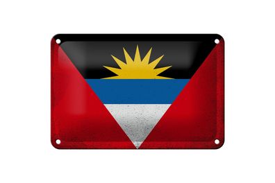 Blechschild Flagge Antigua und Barbuda 18x12cm Flag Vintage Deko Schild