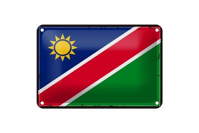 Blechschild Flagge Namibias 18x12 cm Retro Flag of Namibia Deko Schild