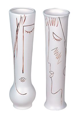 Casablanca Vase Set "Art" Keramik creme-weiß mit Gesicht 1x Junge 1x Mädchen 26156...