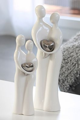 GILDE Figur, Paar, "Paar", Herzmotiv, Keramik, weiß, , H. 39 cm 86650