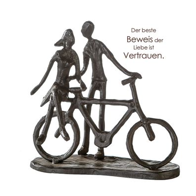 Casablanca Skulptur, "Pair on Bike", Fahrradmotiv, Paarmotiv, Eisen, braun, , L. ...