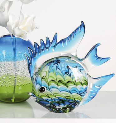Casablanca Glasart, Figur, Fisch, "Fun Fish", Glas, blau, grün, , L. 6,5 cm, B. ...