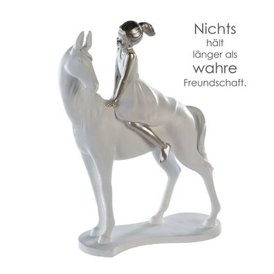 Casablanca Skulptur, "Girl on Horse", Kunstharz, weiß, , L. 8 cm, B. 20 cm, H. 25 ...