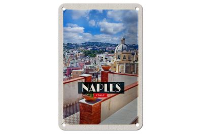 Blechschild Reise 12x18 cm Naples Italy Neapel Panorama Himmel Schild