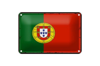 Blechschild Flagge Portugals 18x12cm Retro Flag of Portugal Deko Schild