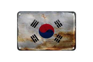 Blechschild Flagge Südkorea 18x12cm Flag South Korea Rost Deko Schild