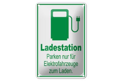 Blechschild Parken 12X18cm Ladestation nur Elektrofahrzeuge Deko Schild