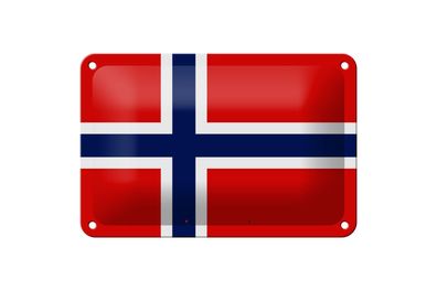 Blechschild Flagge Norwegens 18x12 cm Flag of Norway Deko Schild