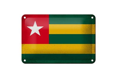 Blechschild Flagge Togo 18x12 cm Flag of Togo Vintage Deko Schild