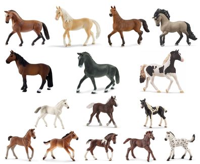 Schleich - Tierfiguren - Pferde-Set mit 15 Pferden Spielfiguren Fohlen Vollblut