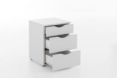 Nachttisch Maxi Weiß Spanplatte mit 3 Schubladen