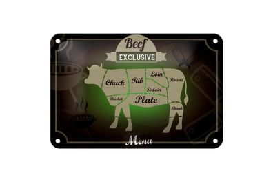Blechschild Fleisch 18x12 cm Schnitte Beef exklusive Menü Deko Schild