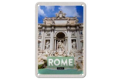 Blechschild Reise 12x18 cm Rom Italien Trevi Fountain Brunnen Schild