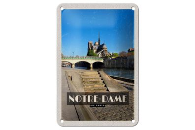 Blechschild Reise 12x18 cm Notre - Dame Paris Tourismus Deko Schild