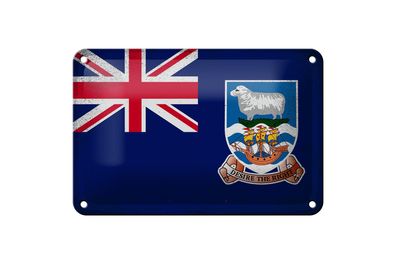 Blechschild Flagge Falklandinseln 18x12 cm Flag Vintage Deko Schild