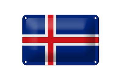 Blechschild Flagge Islands 18x12 cm Flag of Iceland Deko Schild
