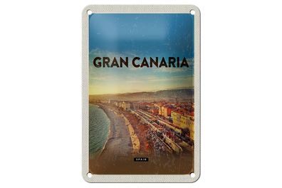 Blechschild Reise 12x18 cm Gran Canaria Spain Panoramablick Meer Schild