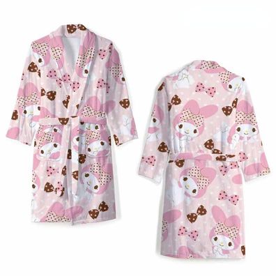 Anime My Melody Nachthemd My Melo Hase Pajamas Flanell Robe Paar Mantel mit Bund