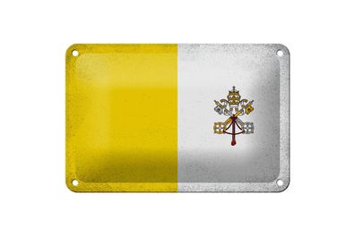 Blechschild Flagge Vatikanstadt 18x12 cm Vatican Vintage Deko Schild