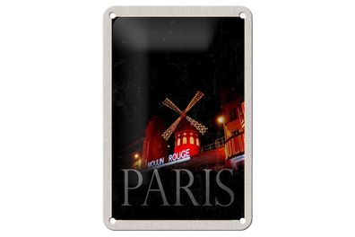 Blechschild Reise 12x18 cm Moulin Rouge Paris Varieté Geschenk Schild