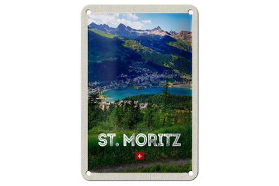 Blechschild Reise 12x18 cm St. Moritz Österreich Ausblich Reise Schild