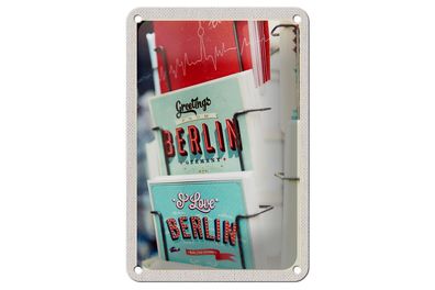 Blechschild Reise 12x18 cm Berlin Deutschland Postkarte Deko Schild
