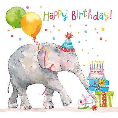 PPD Birthday Elephant 33x33 cm
