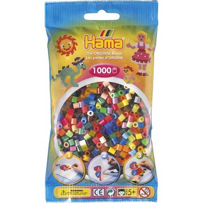 Hama Beutel mit 1000 Midi-Bügelperlen Mix 68 - 52 Farben