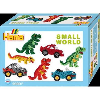 Hama Geschenkpackung Kleine Welt, Auto/ Dino, Midi-Bügelperlen