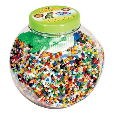 Hama Dose mit 15.000 Midi-Bügelperlen und 3 Stiftplatten, kl. Sechseck, kl. Elefant