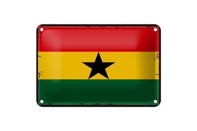 Blechschild Flagge Ghanas 18x12 cm Retro Flag of Ghana Deko Schild