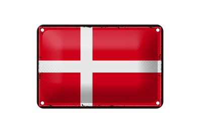 Blechschild Flagge Dänemarks 18x12 cm Retro Flag of Denmark Deko Schild