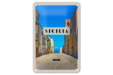 Blechschild Reise 12x18 cm Sizilien Italien Europa Urlaubsort Schild