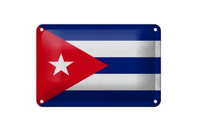 Blechschild Flagge Kuba 18x12 cm Flag of Cuba Vintage Deko Schild