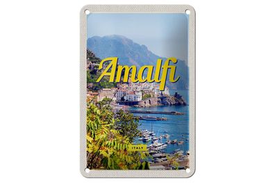 Blechschild Reise 12x18 cm Amalfi Italy Urlaub Meerblick Deko Schild