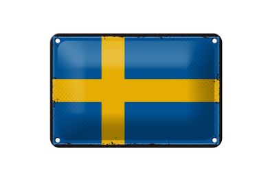 Blechschild Flagge Schwedens 18x12 cm Retro Flag of Sweden Deko Schild