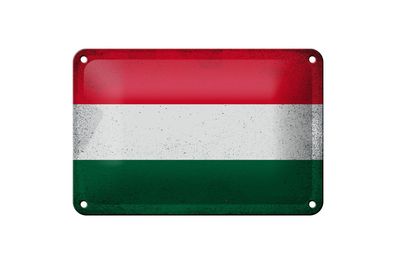 Blechschild Flagge Ungarn 18x12 cm Flag of Hungary Vintage Deko Schild