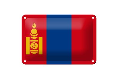 Blechschild Flagge Mongolei 18x12 cm Flag of Mongolia Deko Schild
