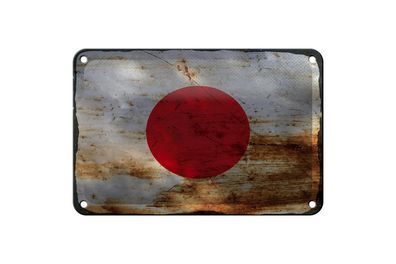 Blechschild Flagge Japan 18x12 cm Flag of Japan Rost Deko Schild