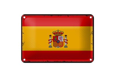 Blechschild Flagge Spaniens 18x12 cm Retro Flag of Spain Deko Schild