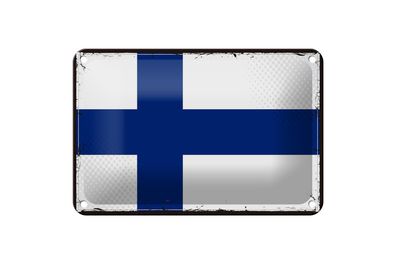 Blechschild Flagge Finnlands 18x12 cm Retro Flag of Finland Deko Schild