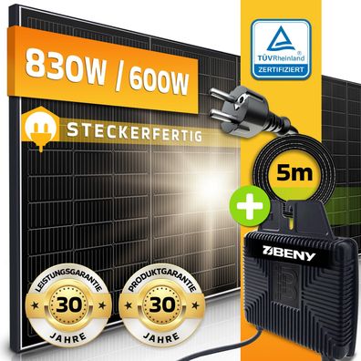 Solaranlage 830W Balkonkraftwerk Beny Wechselrichter 600W Steckerfertig Steckerfertig
