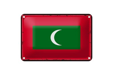 Blechschild Flagge Malediven 18x12 cm Retro Flag Maldives Deko Schild