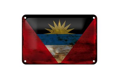 Blechschild Flagge Antigua und Barbuda 18x12 cm Flag Rost Deko Schild