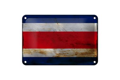 Blechschild Flagge Costa Rica 18x12 cm Costa Rica Rost Deko Schild